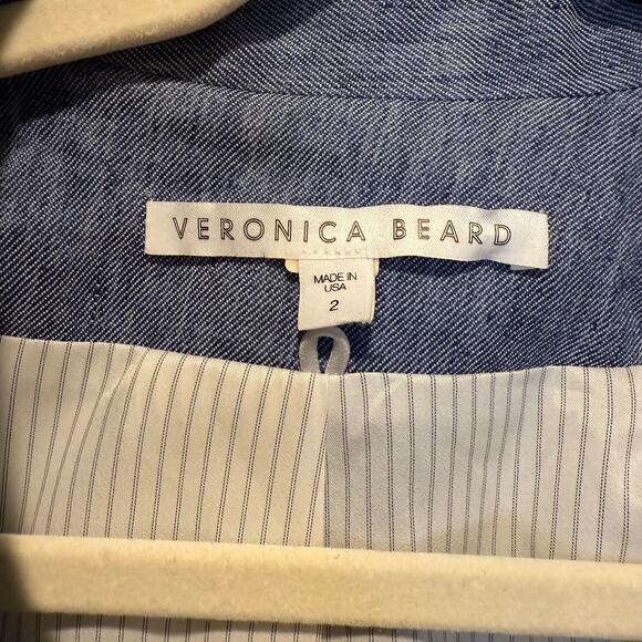 Veronica Beard Dickey Cutaway Jacket Lined Blue Linen Size 2 - Picture 10 of 13